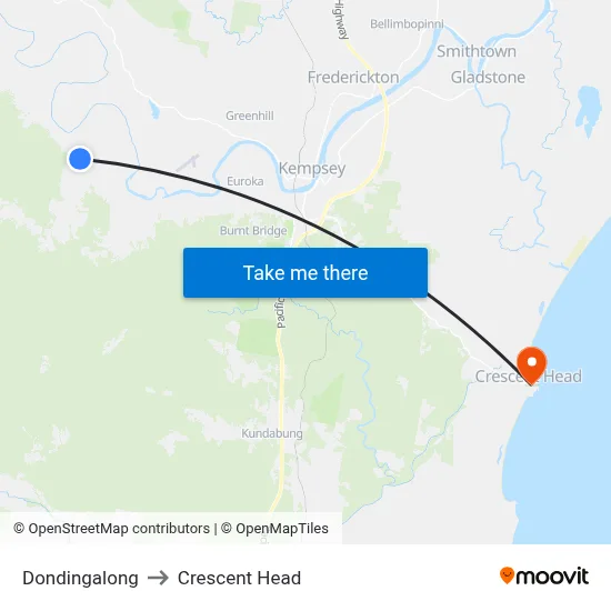 Dondingalong to Crescent Head map