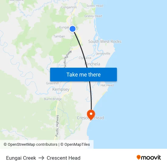 Eungai Creek to Crescent Head map