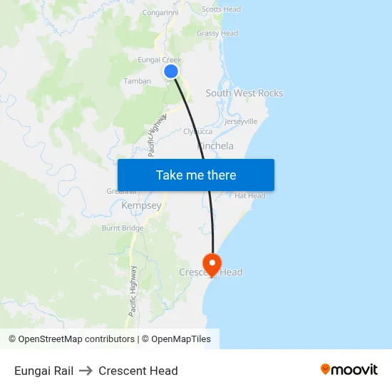 Eungai Rail to Crescent Head map