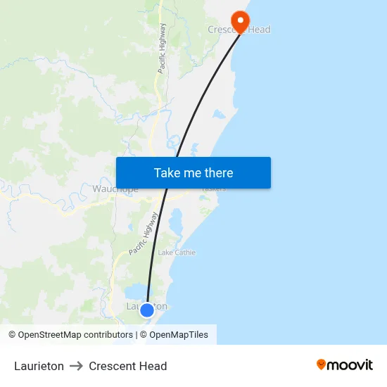 Laurieton to Crescent Head map