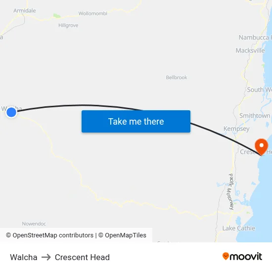 Walcha to Crescent Head map