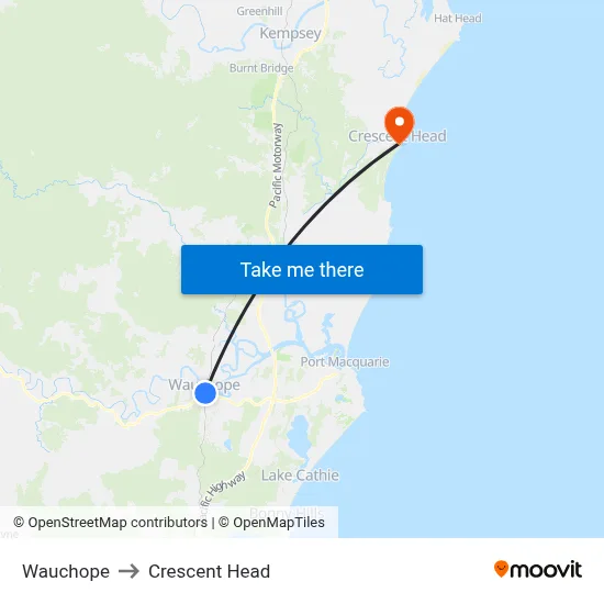 Wauchope to Crescent Head map