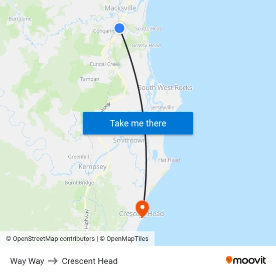 Way Way to Crescent Head map