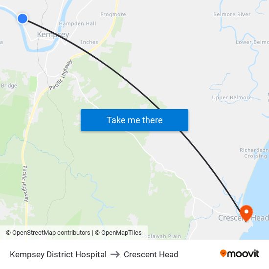 Kempsey District Hospital to Crescent Head map