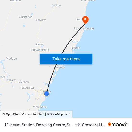 Museum Station, Downing Centre, Stand E to Crescent Head map