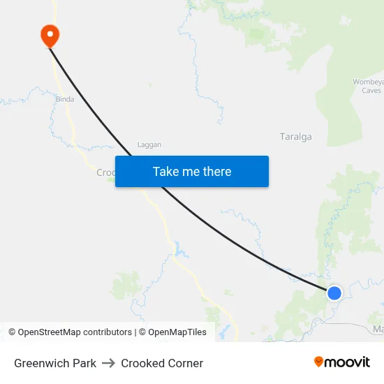 Greenwich Park to Crooked Corner map