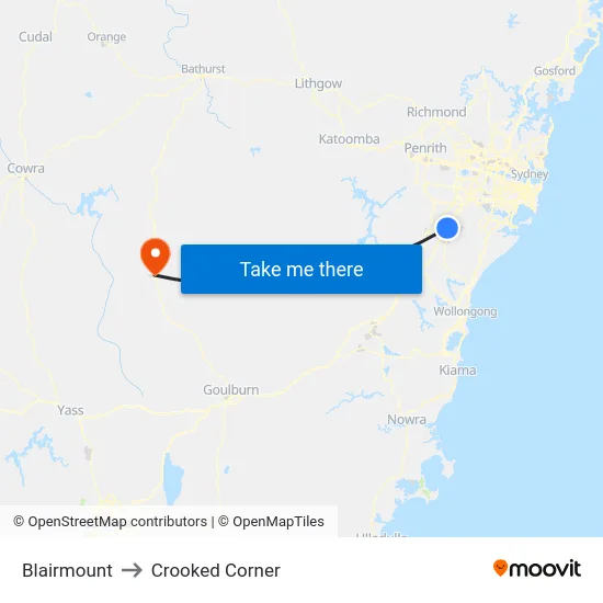 Blairmount to Crooked Corner map