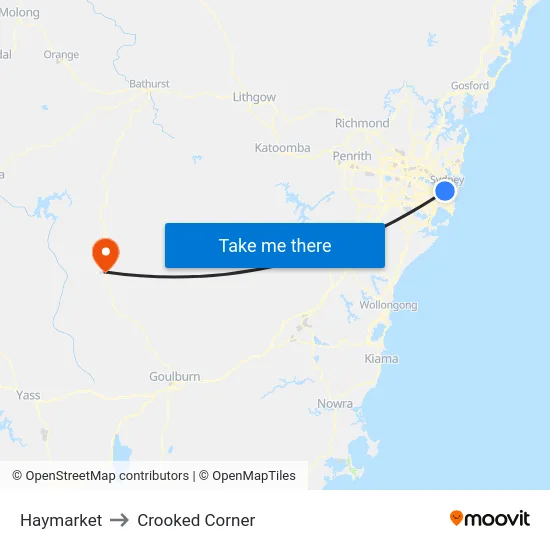 Haymarket to Crooked Corner map