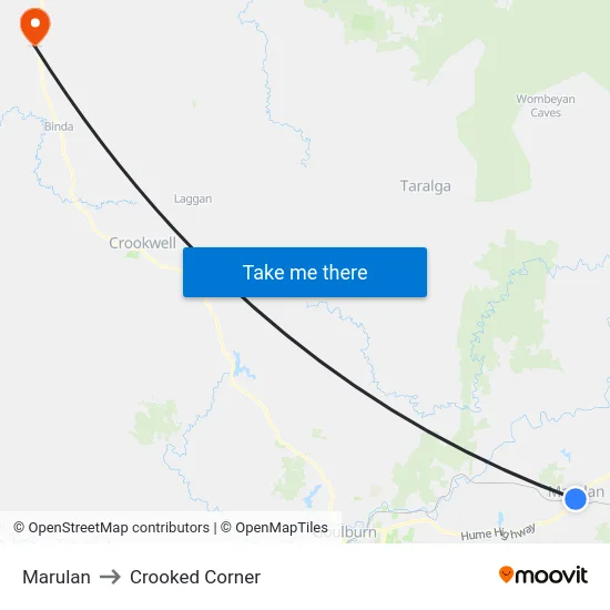 Marulan to Crooked Corner map