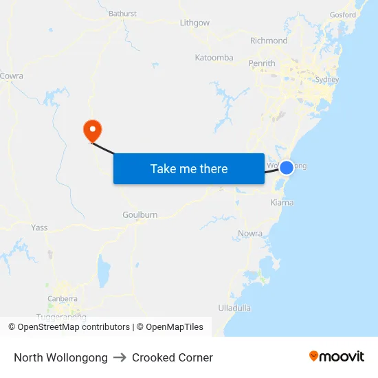 North Wollongong to Crooked Corner map