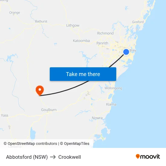 Abbotsford (NSW) to Crookwell map