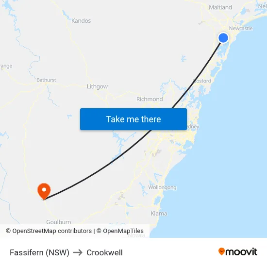 Fassifern (NSW) to Crookwell map
