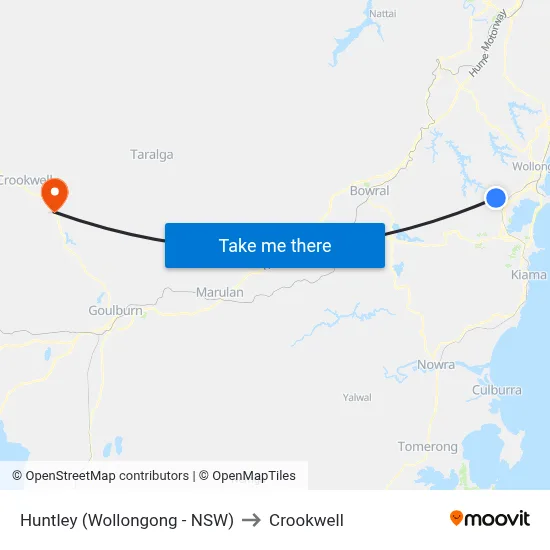 Huntley (Wollongong - NSW) to Crookwell map