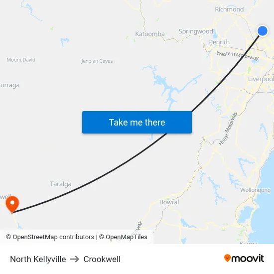 North Kellyville to Crookwell map