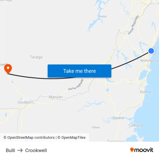 Bulli to Crookwell map