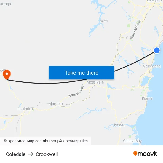 Coledale to Crookwell map