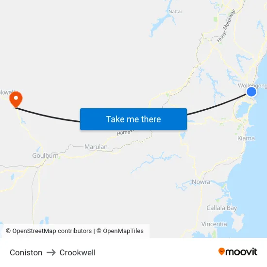 Coniston to Crookwell map