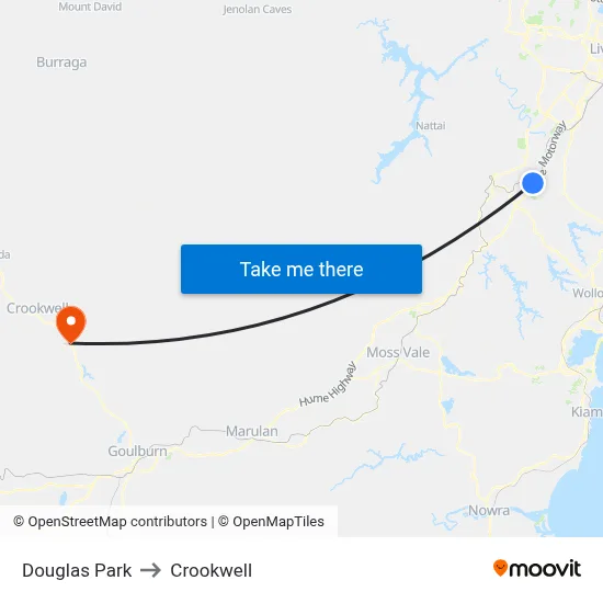 Douglas Park to Crookwell map