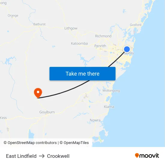 East Lindfield to Crookwell map