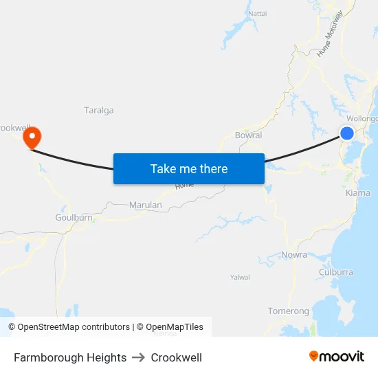 Farmborough Heights to Crookwell map