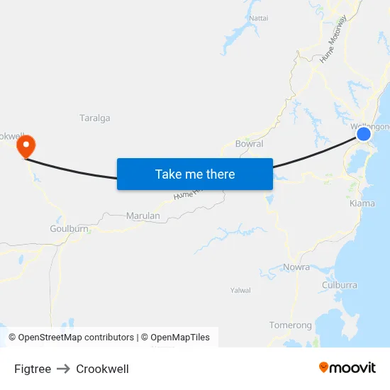 Figtree to Crookwell map