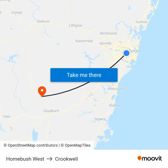 Homebush West to Crookwell map