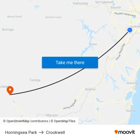 Horningsea Park to Crookwell map