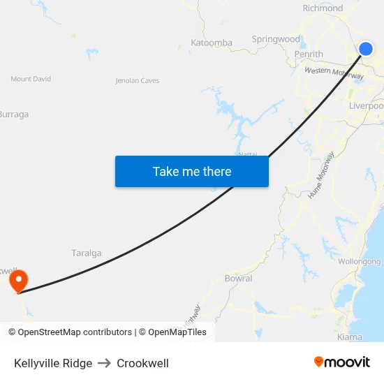 Kellyville Ridge to Crookwell map