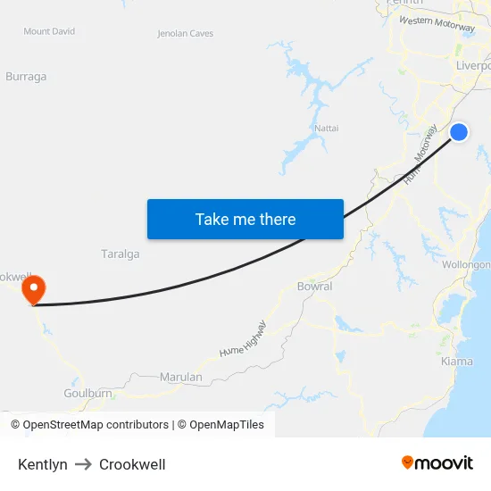 Kentlyn to Crookwell map