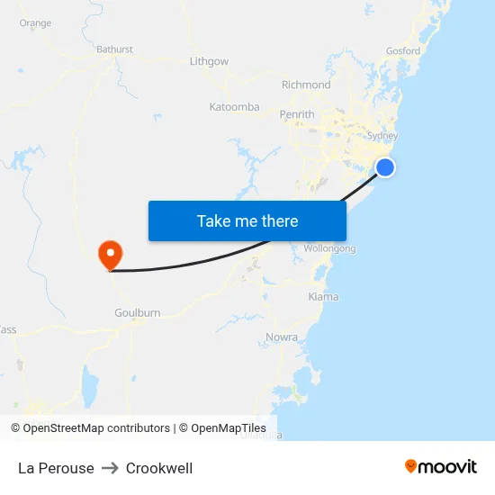 La Perouse to Crookwell map