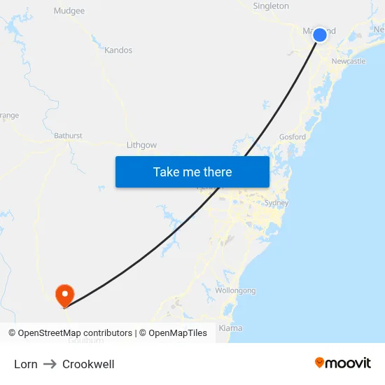 Lorn to Crookwell map