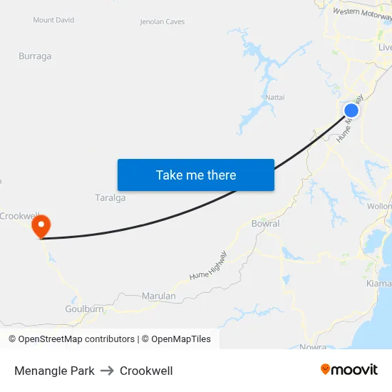 Menangle Park to Crookwell map