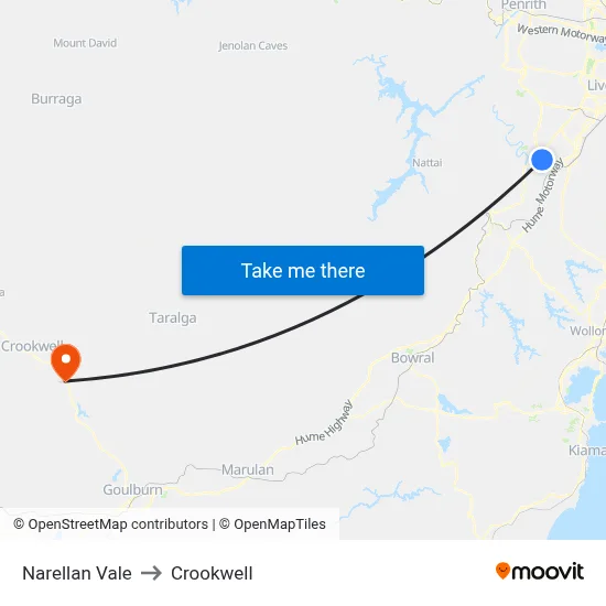 Narellan Vale to Crookwell map