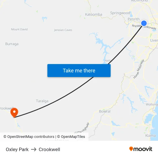 Oxley Park to Crookwell map