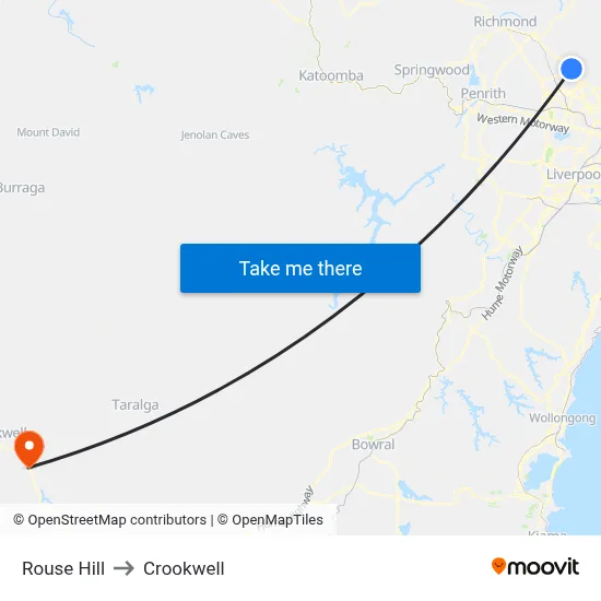 Rouse Hill to Crookwell map