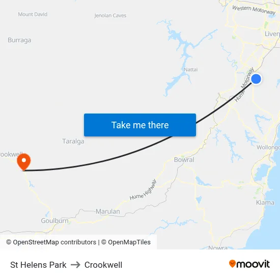 St Helens Park to Crookwell map