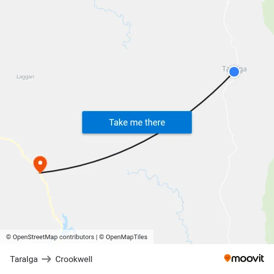 Taralga to Crookwell map