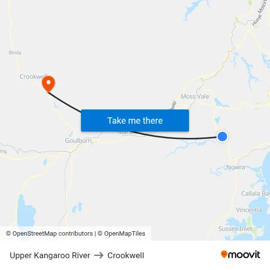 Upper Kangaroo River to Crookwell map