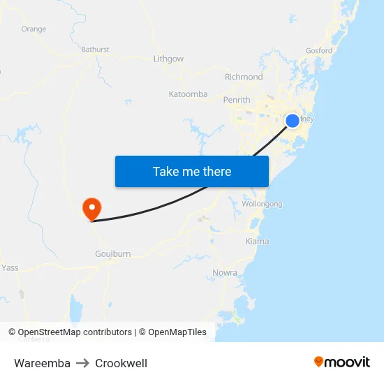 Wareemba to Crookwell map