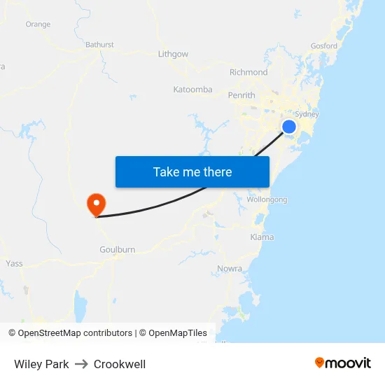 Wiley Park to Crookwell map