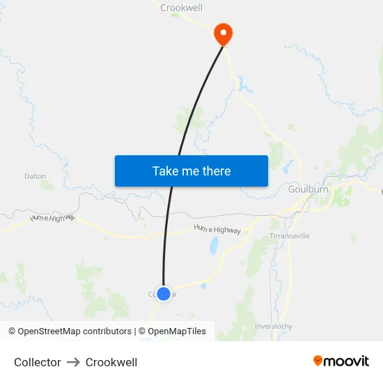 Collector to Crookwell map