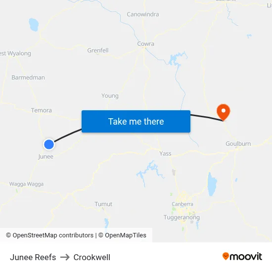 Junee Reefs to Crookwell map