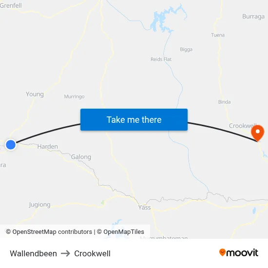 Wallendbeen to Crookwell map