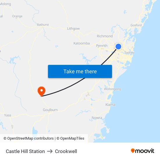 Castle Hill Station to Crookwell map