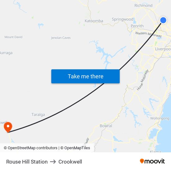 Rouse Hill Station to Crookwell map