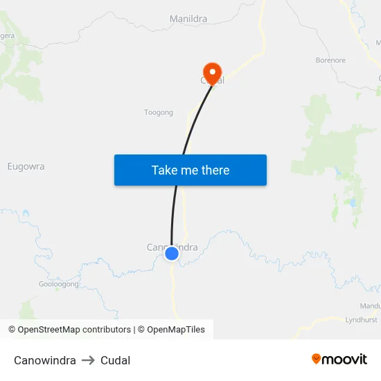 Canowindra to Cudal map