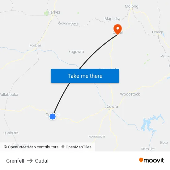 Grenfell to Cudal map