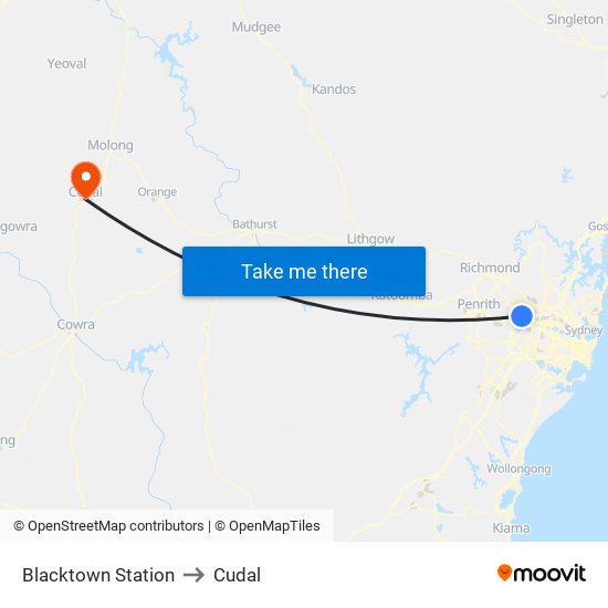 Blacktown Station to Cudal map