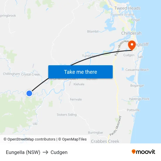 Eungella (NSW) to Cudgen map