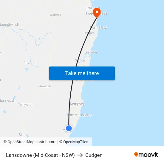 Lansdowne (Mid-Coast - NSW) to Cudgen map